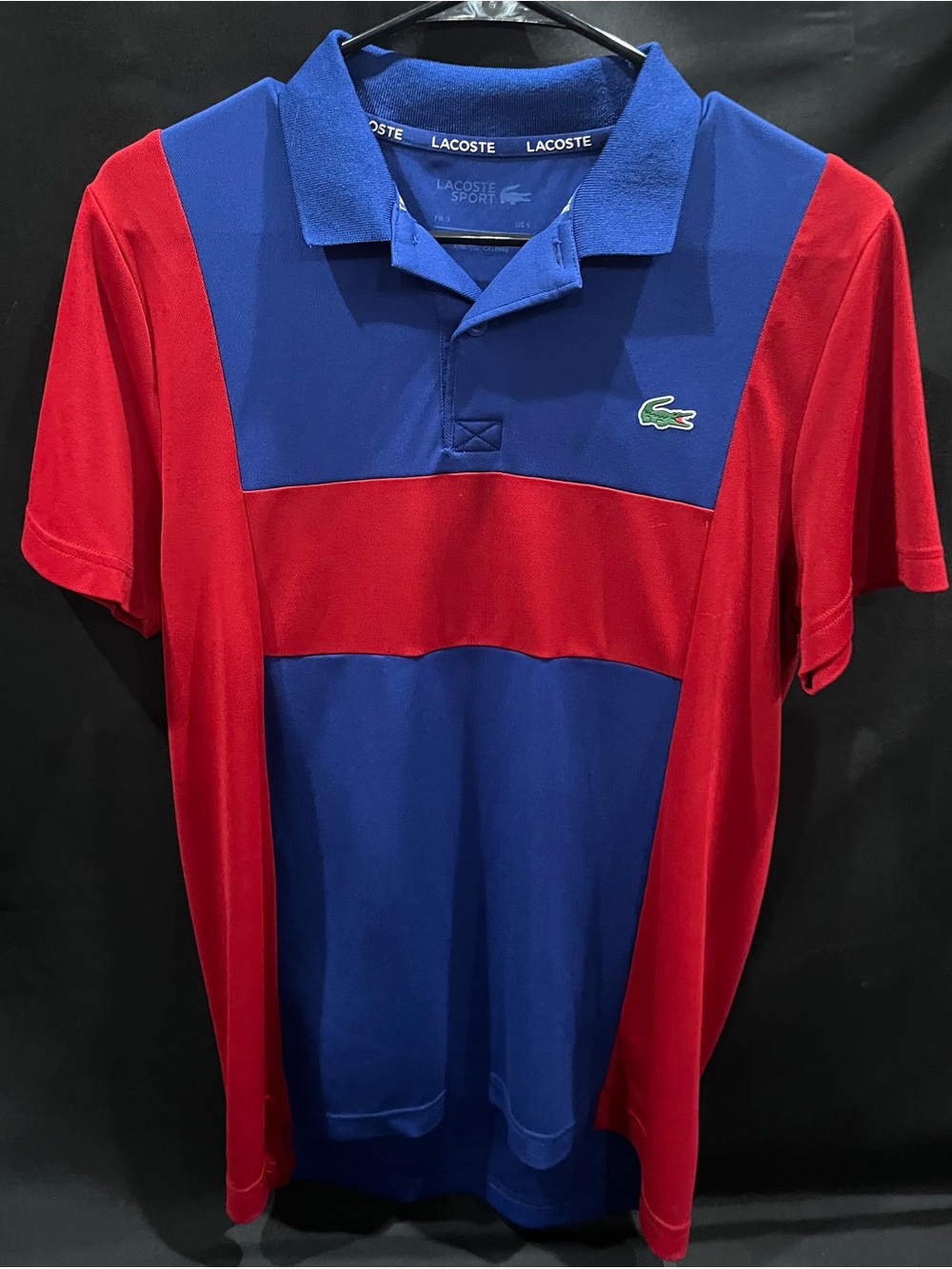 Lacoste Men’s Blue and Red Panel Polo